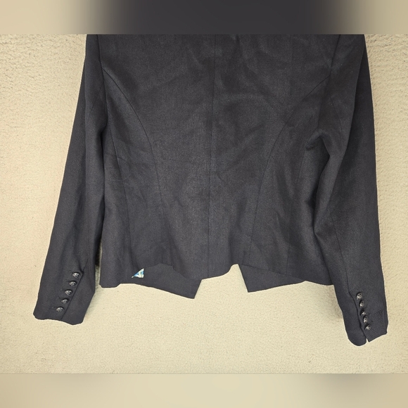 Elie Tahari Womens Linen Blend Crop Blazer Sz 8 Crest Buttons Open Front Lined - Picture 14 of 15